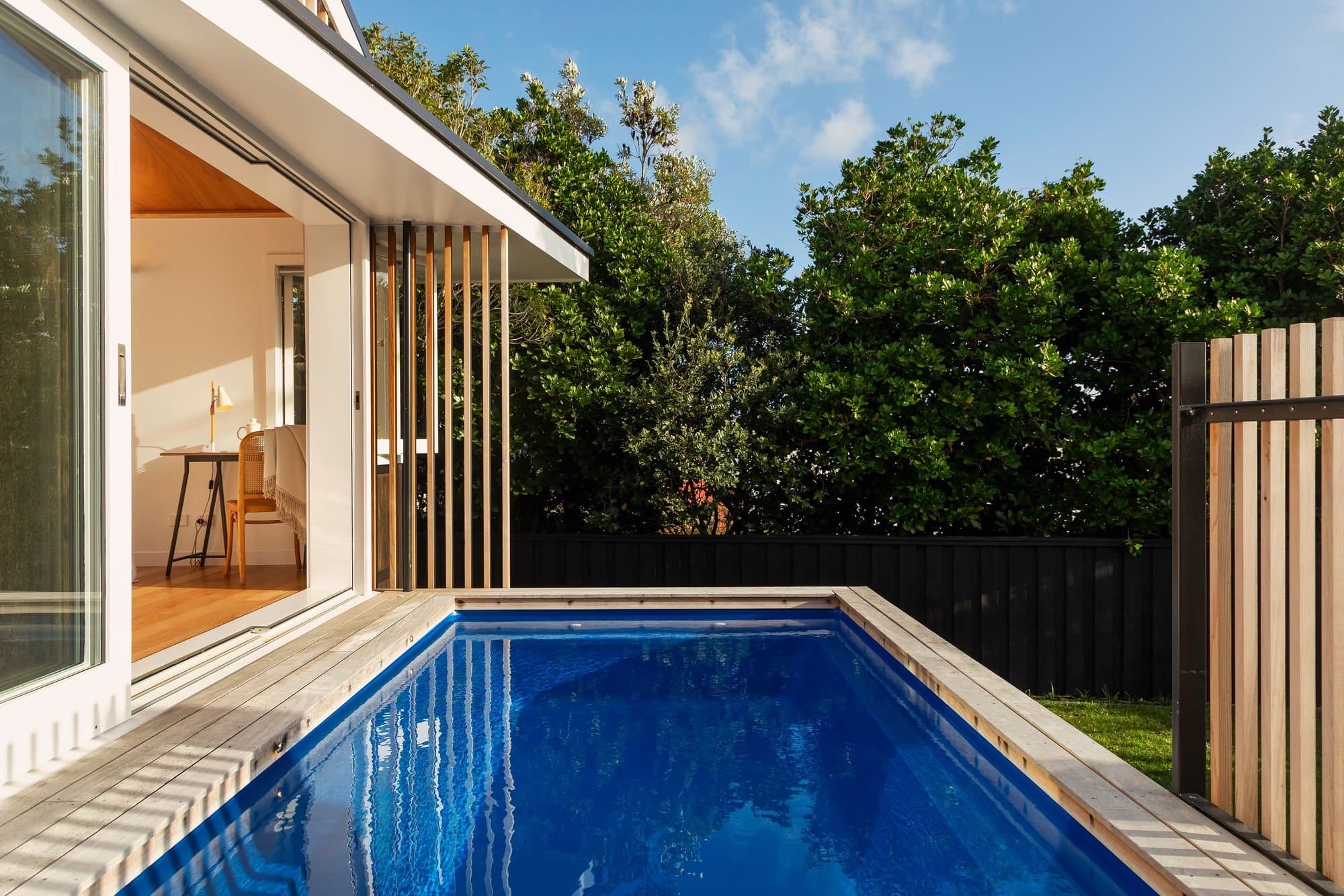 Living opening to the pool