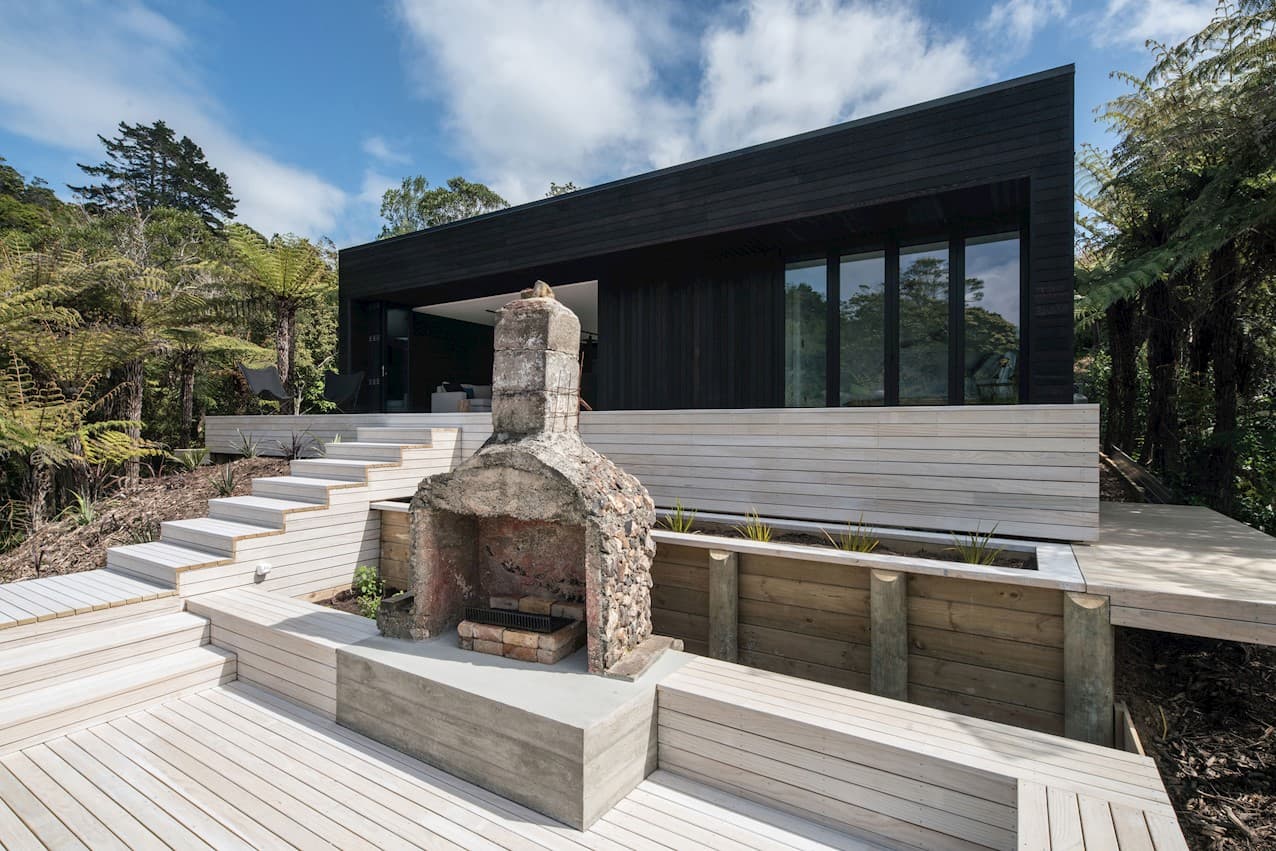 The outdoor fireplace