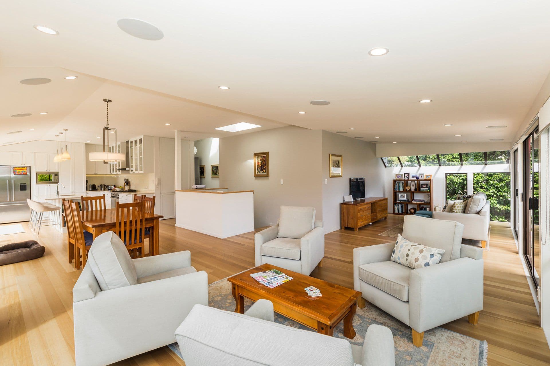The open-plan living and kitchen