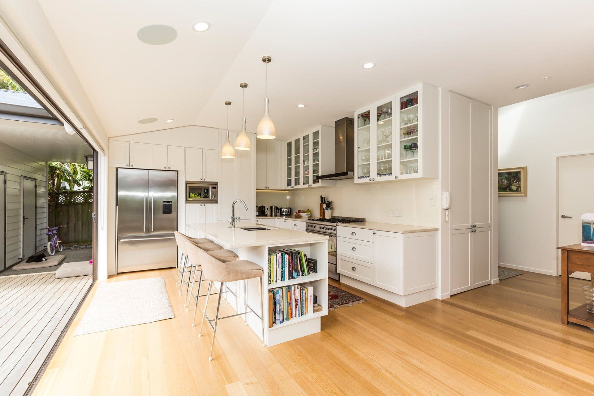 Open-plan living in the Remuera renovation and addition